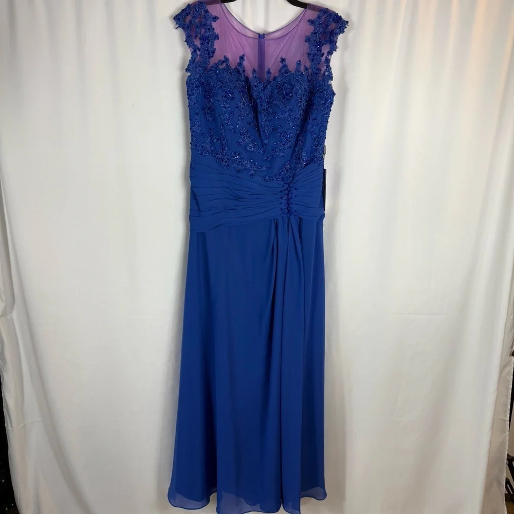 JJ’S house Royal Blue A-Line Sequins Chiffon maxi Dress Size:XL - Picture 5 of 16
